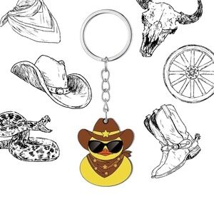 Western Rubber Duck Keychain | Funny Novelty Gifts